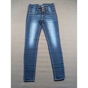 No Boundaries Womens Mid Rise Skinny Jeans Dark Wash Denim Jeggings Size 5